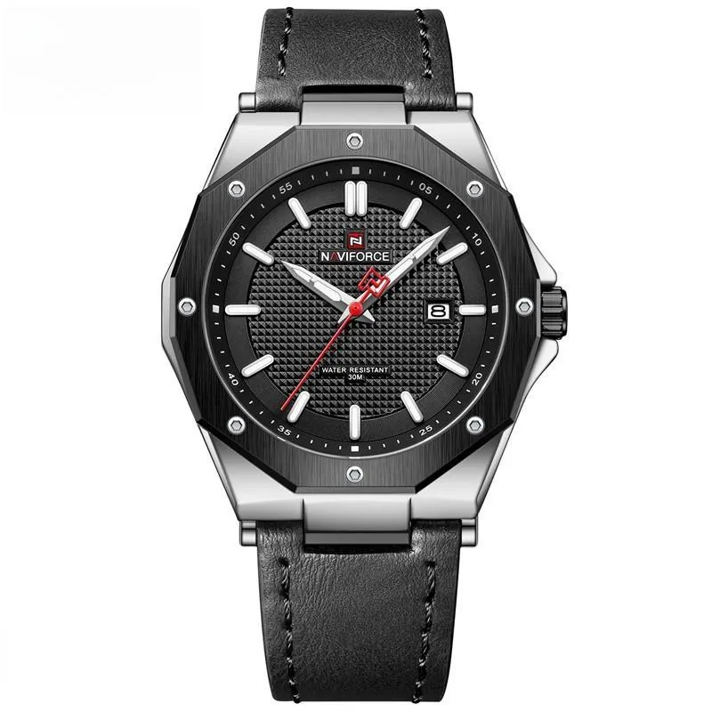 Fashion Sports Mens Watch Waterproof Luminous Leather Strap Personality Male Wristwatch