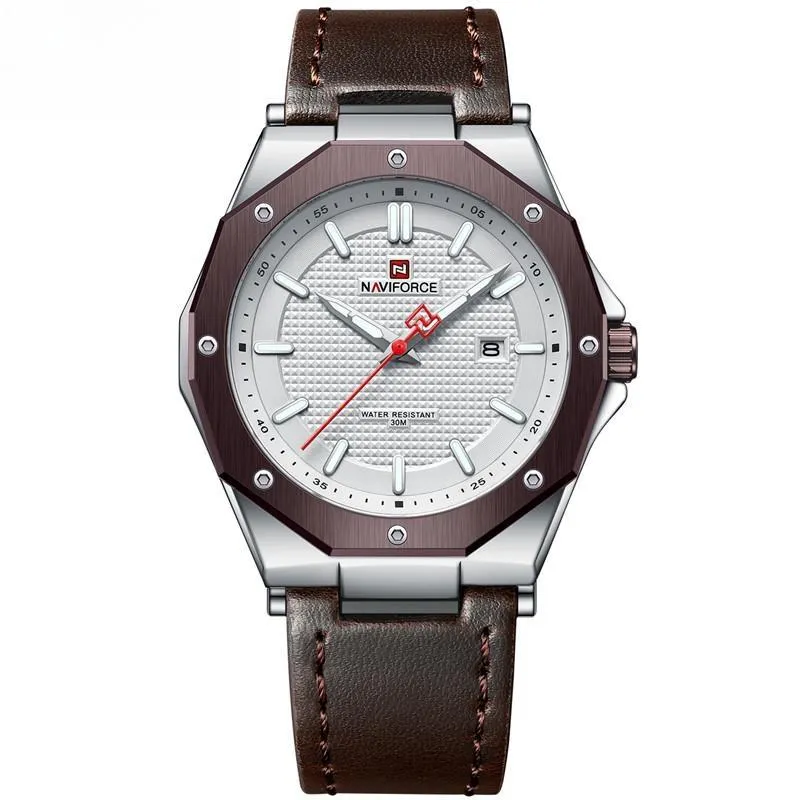 Fashion Sports Mens Watch Waterproof Luminous Leather Strap Personality Male Wristwatch