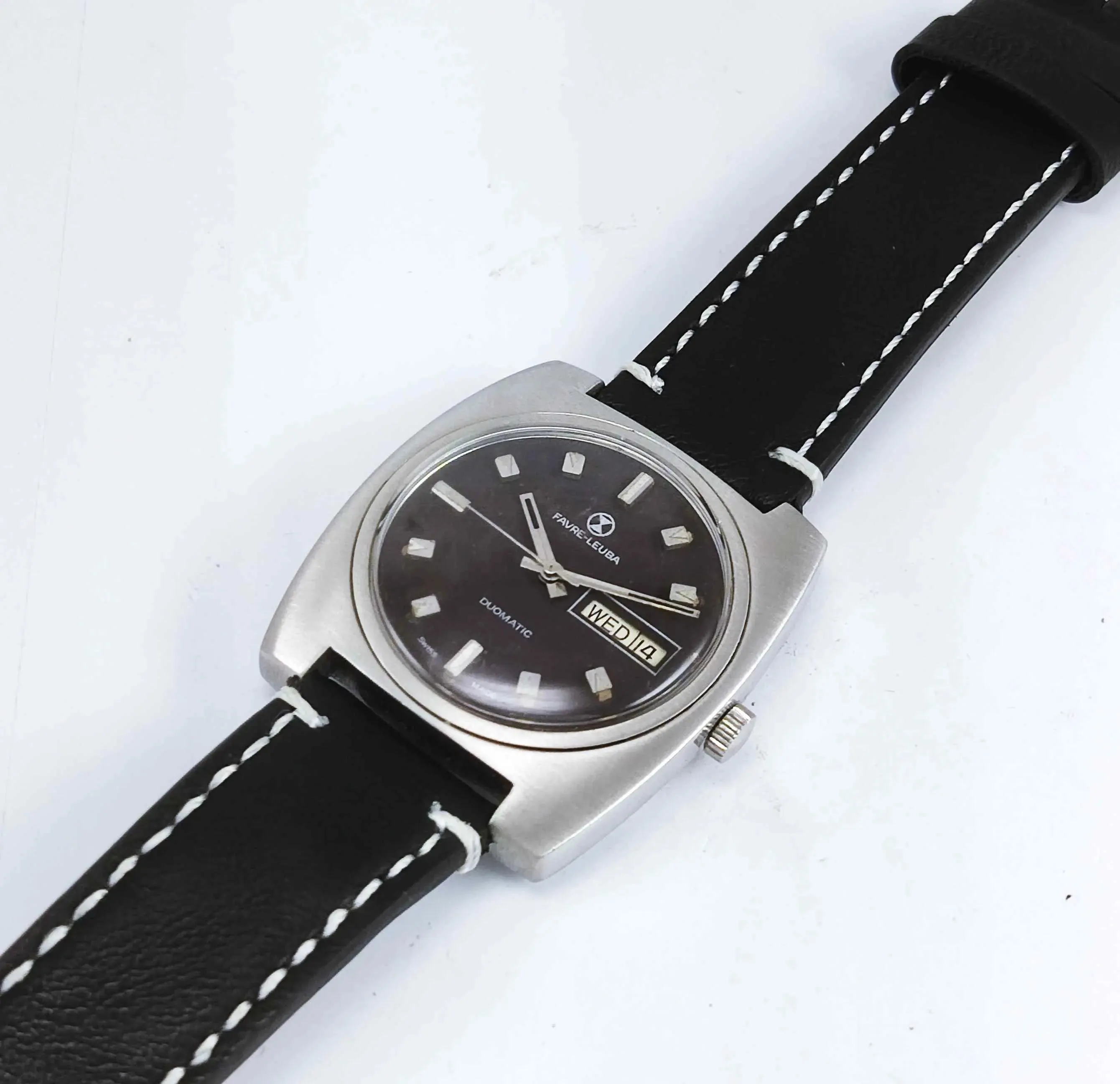 Favre Leuba Duomatic 908 Brown Dial Automatic 17 Jewels Men's Wrist Watch
