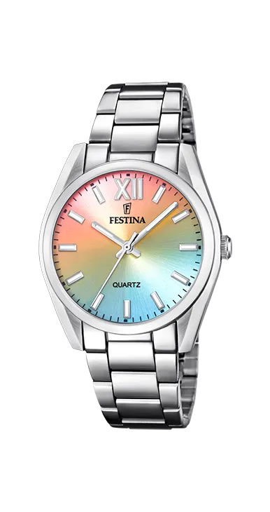 Festina Quartz 50M WR Rainbow Dial Stainless Steel Case & Bracelet