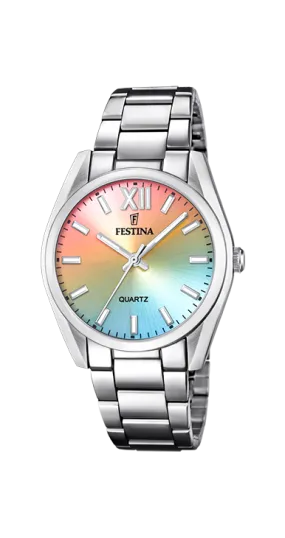 Festina Quartz 50M WR Rainbow Dial Stainless Steel Case & Bracelet