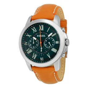 Fossil Grant Chronograph Hunter Green Dial Tan Leather Men's Watch FS4918