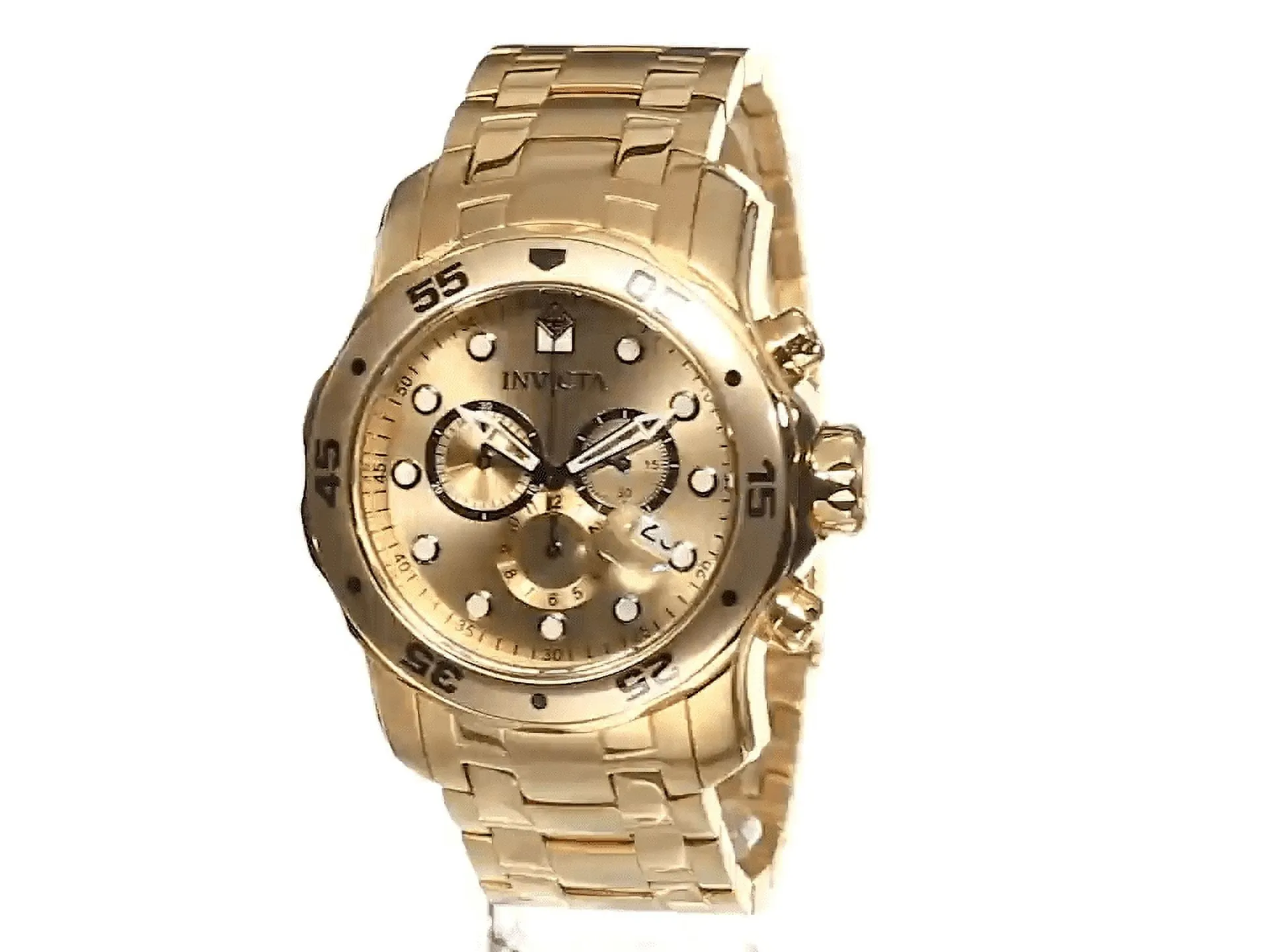 Invicta Men's 0074 Pro Diver Scuba Champagne Dial Gold Steel Bracelet Dive Watch