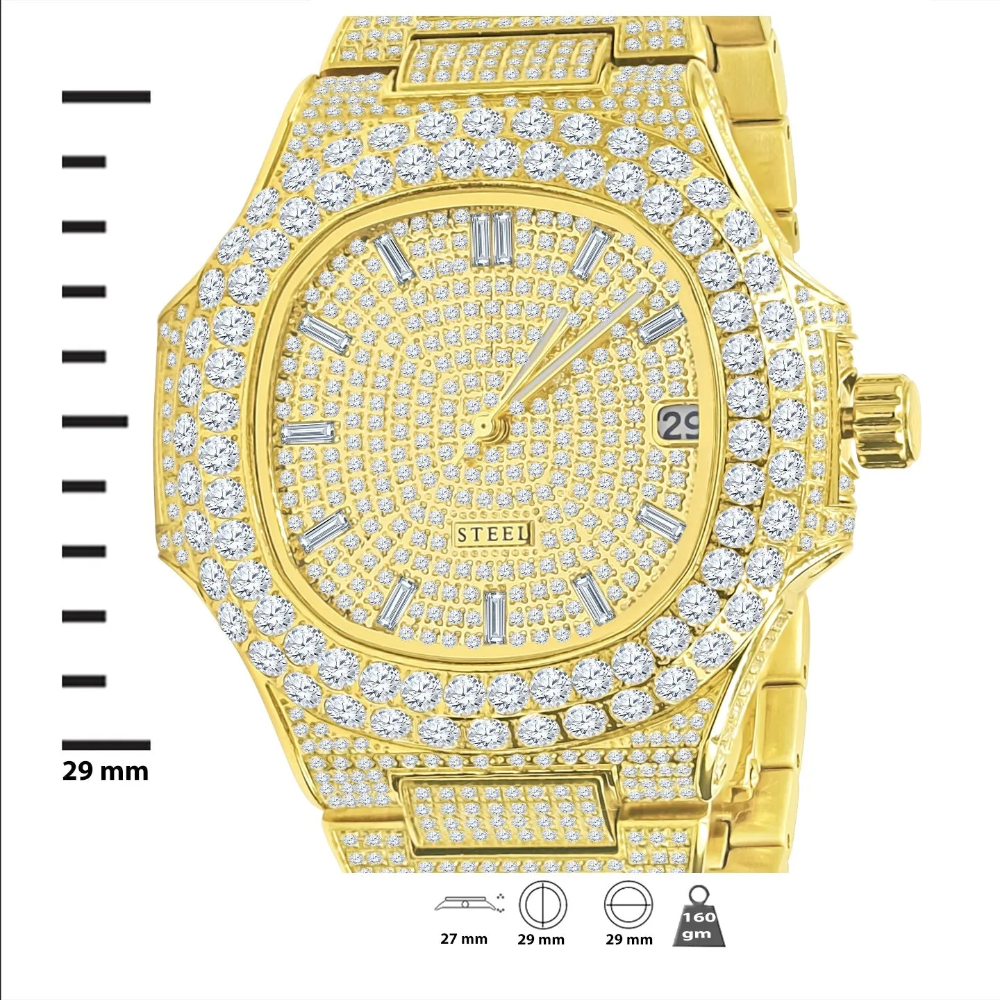 Lord Steel Crystal Watch