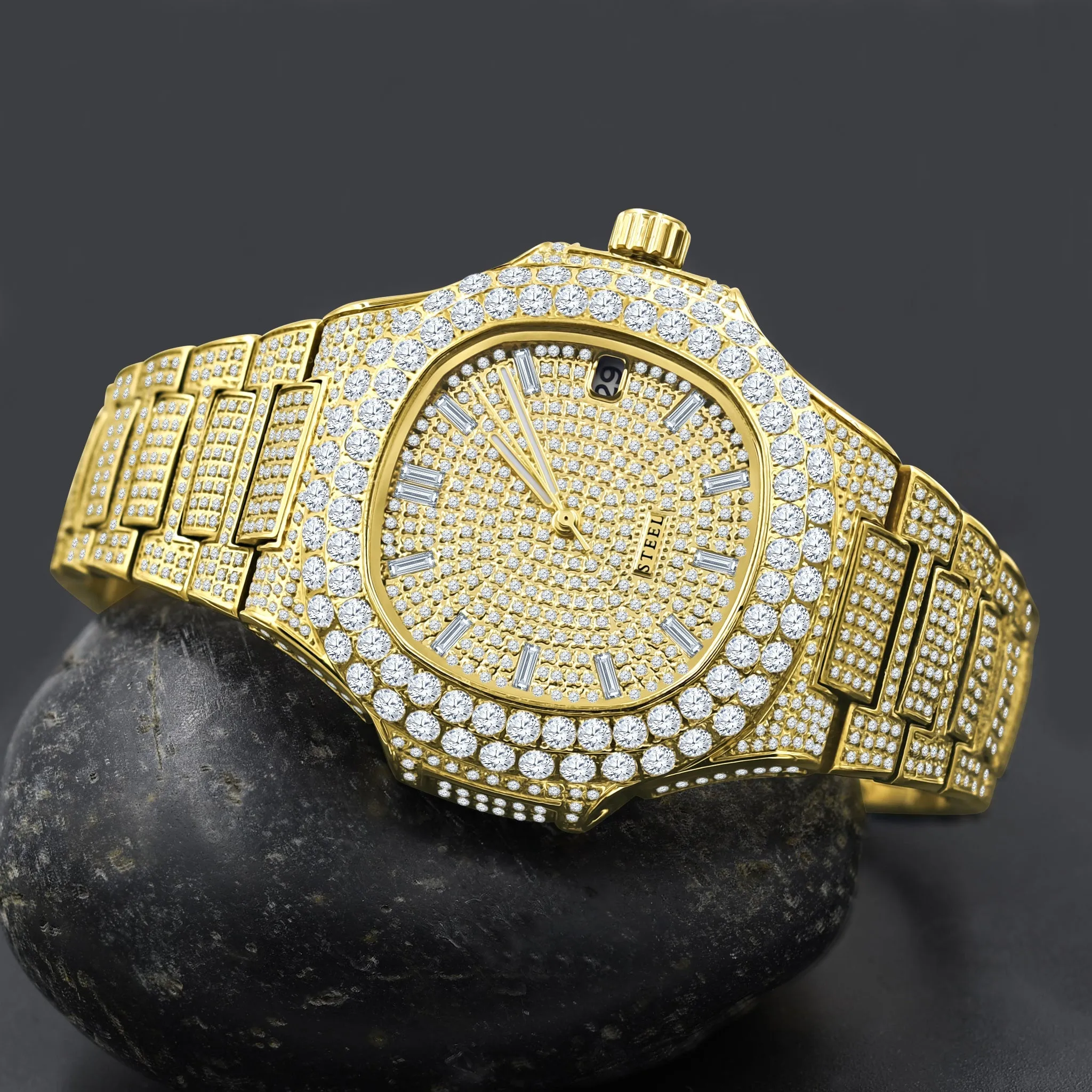Lord Steel Crystal Watch