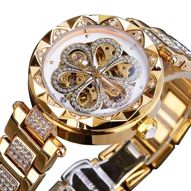 Luxury Fashion Diamond Automatic Mechanical Hip Hop Watch for Women