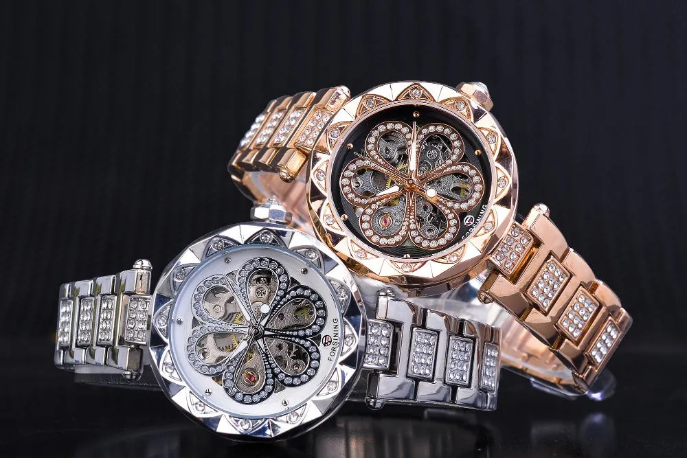 Luxury Fashion Diamond Automatic Mechanical Hip Hop Watch for Women