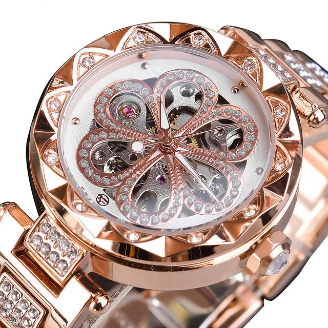 Luxury Fashion Diamond Automatic Mechanical Hip Hop Watch for Women