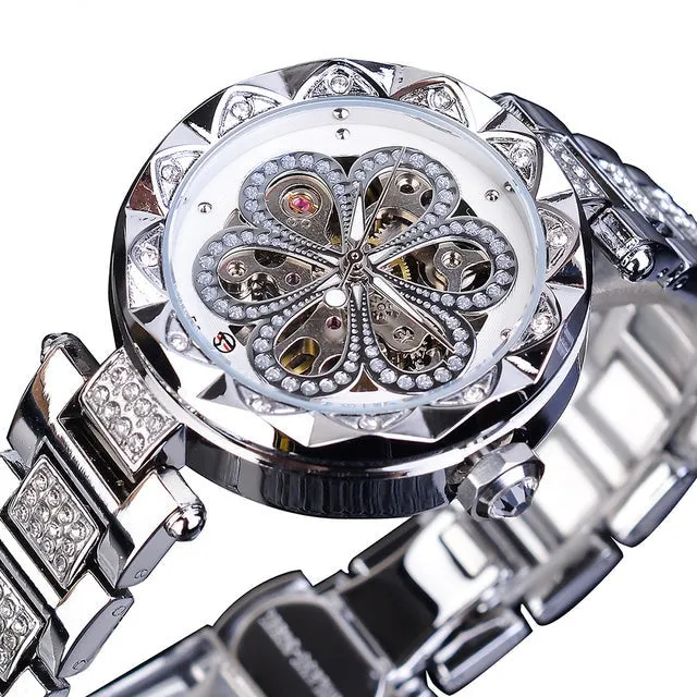 Luxury Fashion Diamond Automatic Mechanical Hip Hop Watch for Women