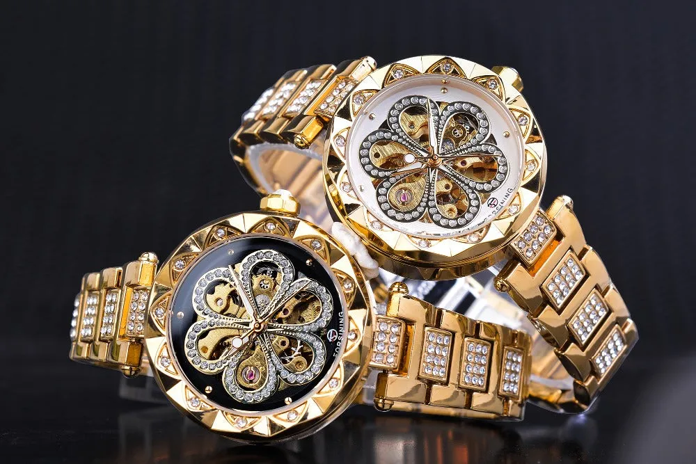 Luxury Fashion Diamond Automatic Mechanical Hip Hop Watch for Women