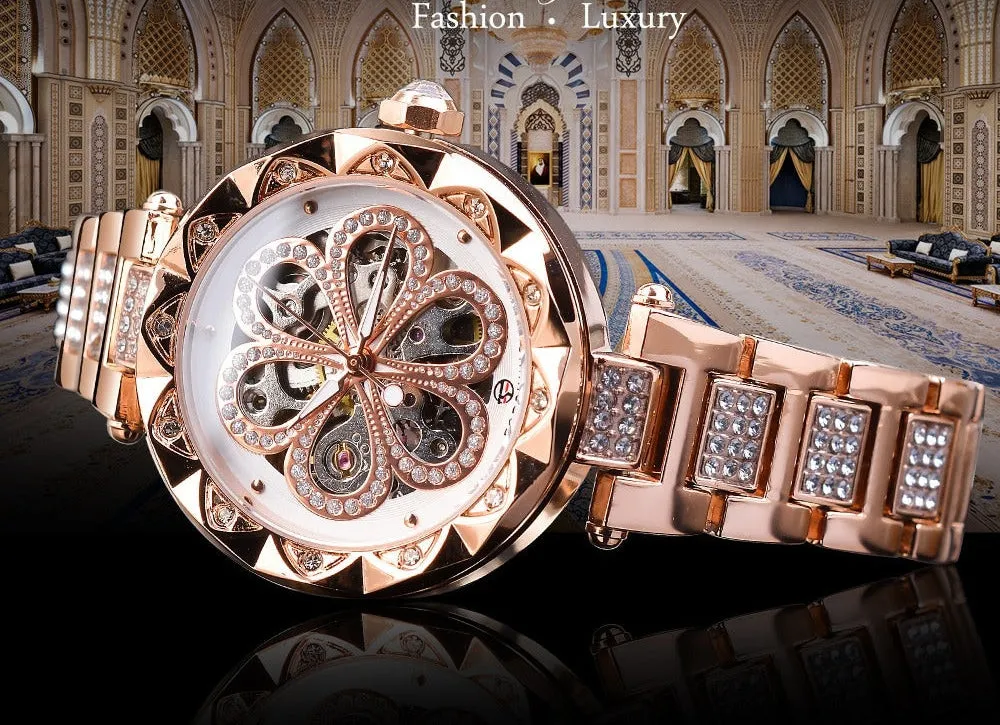 Luxury Fashion Diamond Automatic Mechanical Hip Hop Watch for Women