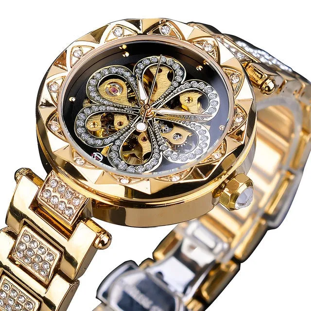 Luxury Fashion Diamond Automatic Mechanical Hip Hop Watch for Women