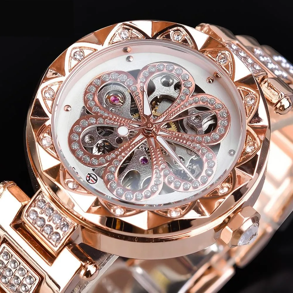 Luxury Fashion Diamond Automatic Mechanical Hip Hop Watch for Women