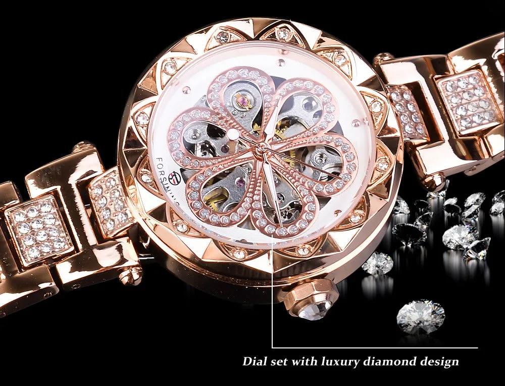 Luxury Fashion Diamond Automatic Mechanical Hip Hop Watch for Women