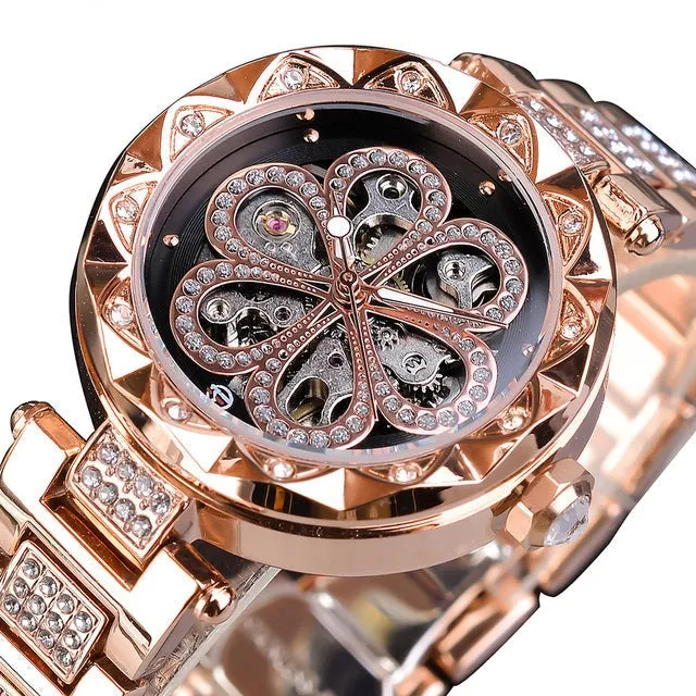 Luxury Fashion Diamond Automatic Mechanical Hip Hop Watch for Women