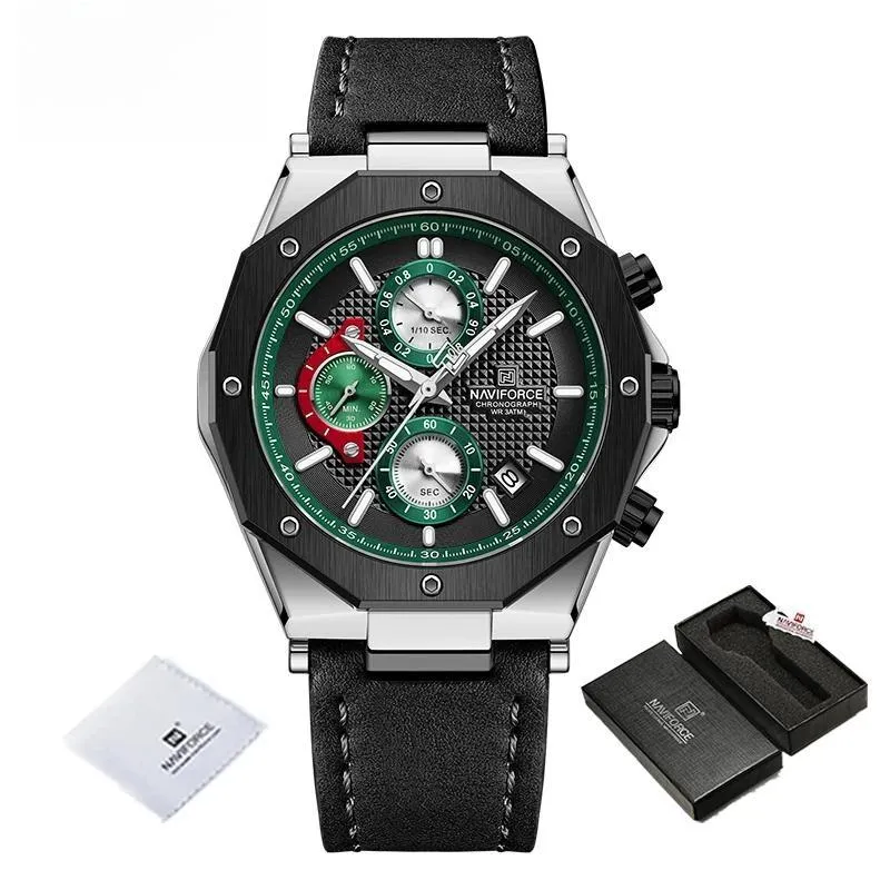 Luxury Fashion Multifunction Men's Watches Genuine Leather Quartz Male Clock