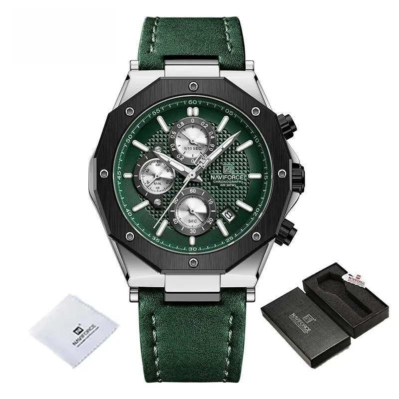 Luxury Fashion Multifunction Men's Watches Genuine Leather Quartz Male Clock