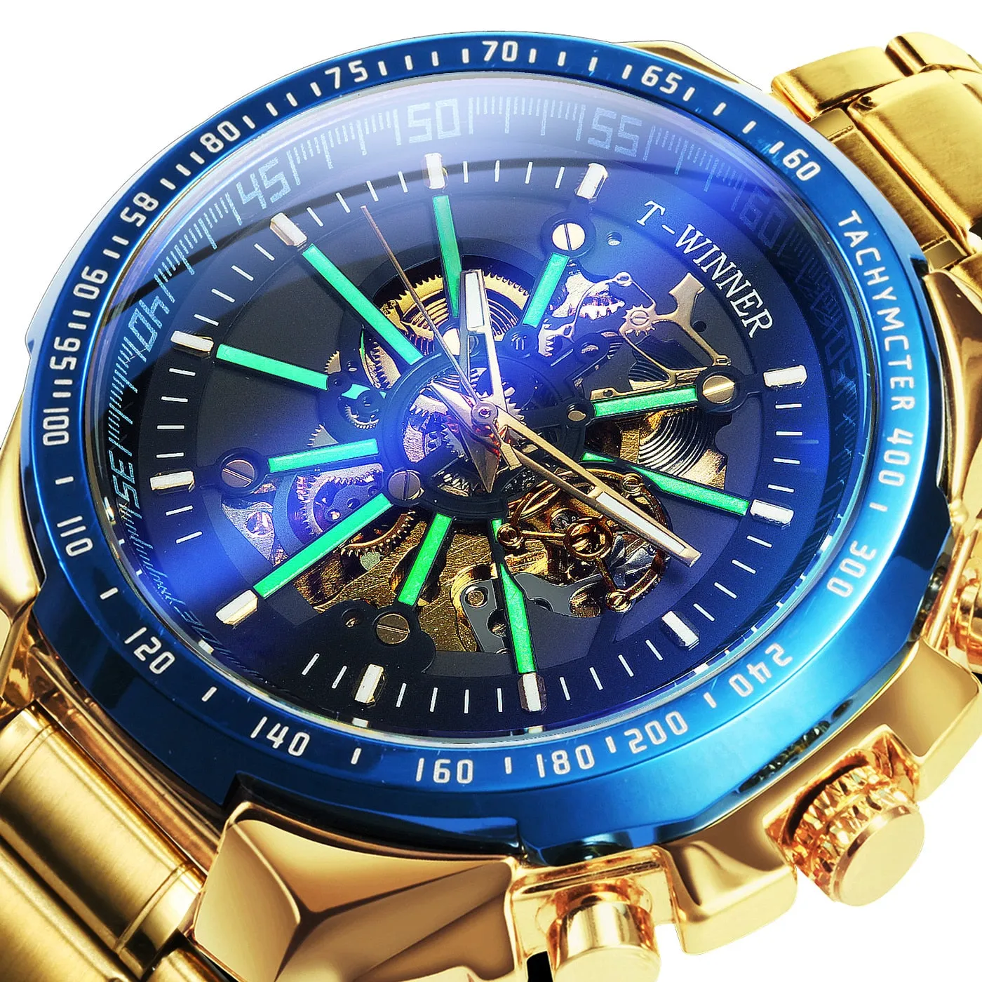 Luxury Skeleton Luminous Military Business Blue Waterproof Watch