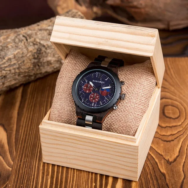 Luxury Wood Military Style Quartz Men Watches