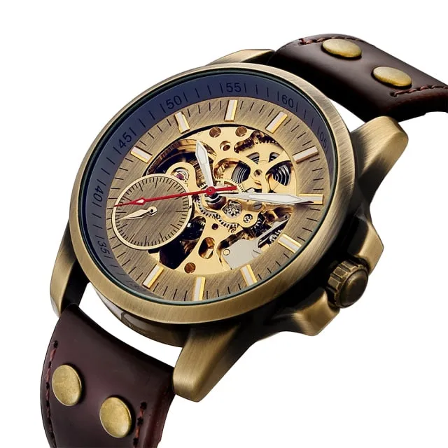 Men Automatic Mechanical Skeleton Wristwatches