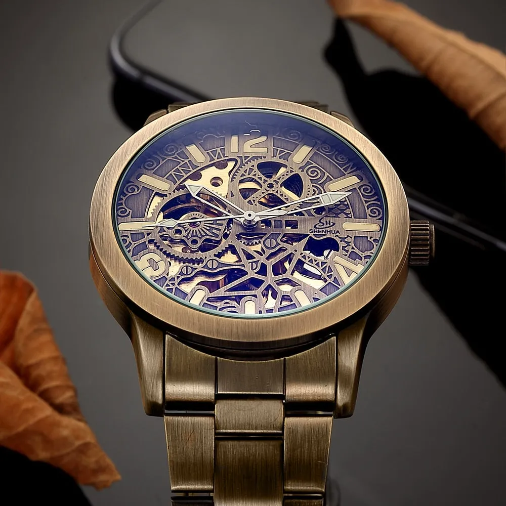 Men Automatic Mechanical Skeleton Wristwatches