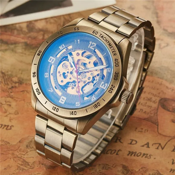 Men Automatic Mechanical Skeleton Wristwatches