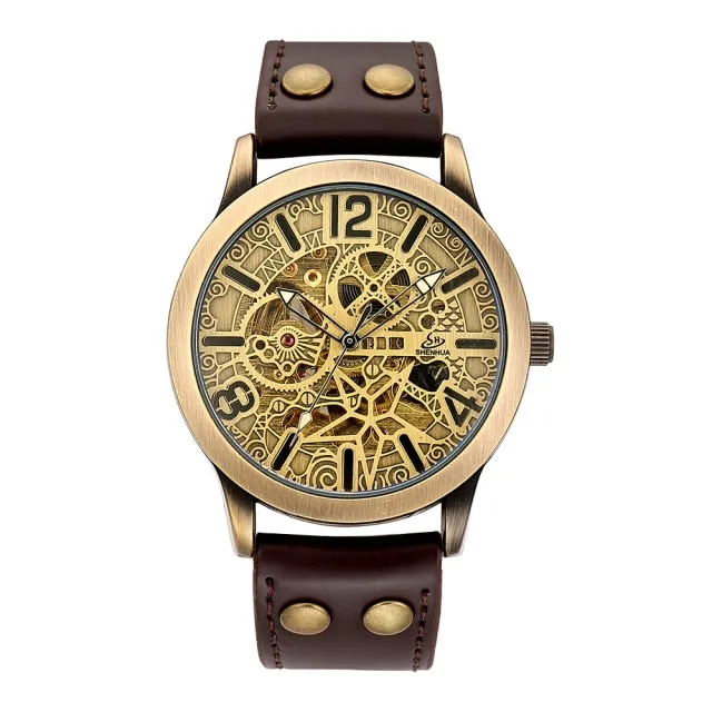 Men Automatic Mechanical Skeleton Wristwatches