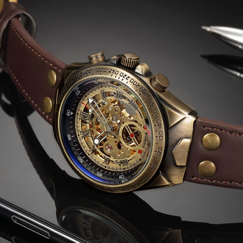 Men Automatic Mechanical Skeleton Wristwatches