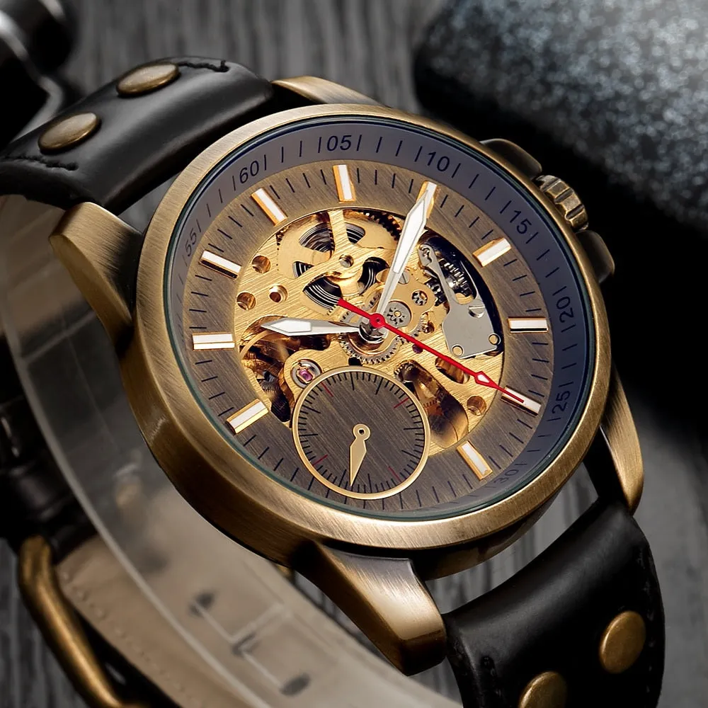 Men Automatic Mechanical Skeleton Wristwatches