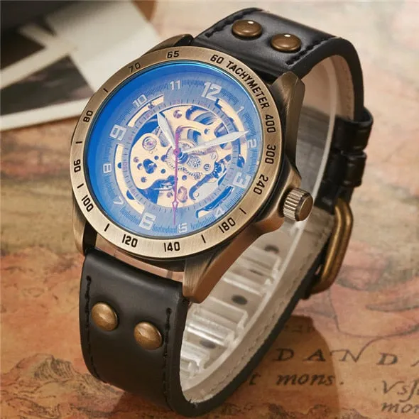 Men Automatic Mechanical Skeleton Wristwatches