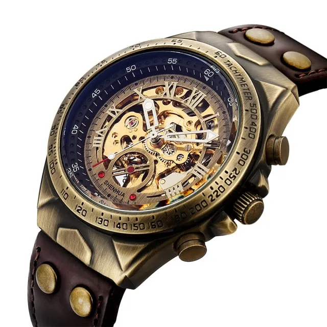 Men Automatic Mechanical Skeleton Wristwatches