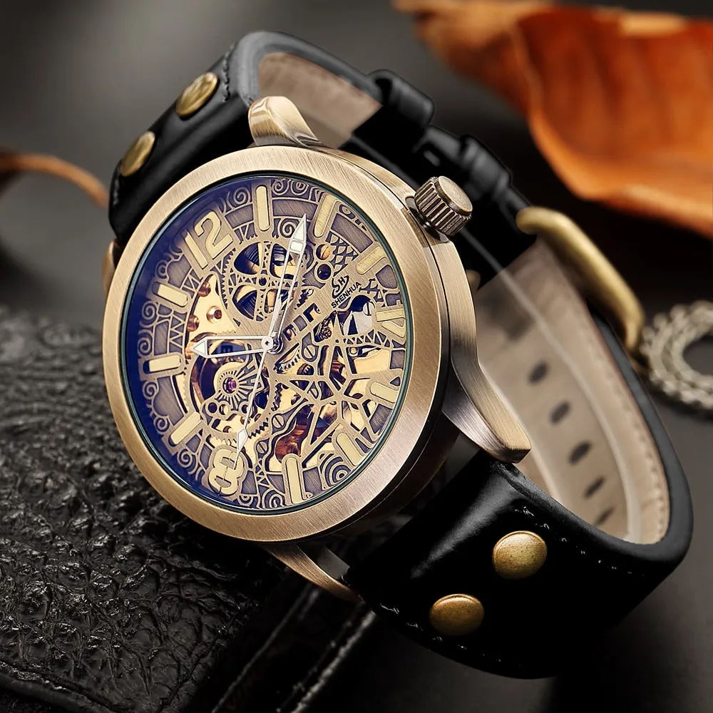 Men Automatic Mechanical Skeleton Wristwatches