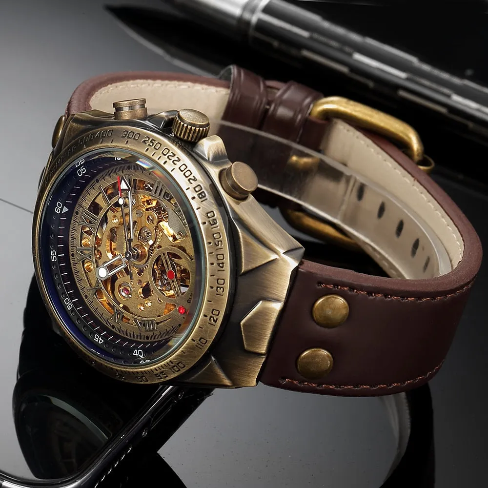 Men Automatic Mechanical Skeleton Wristwatches