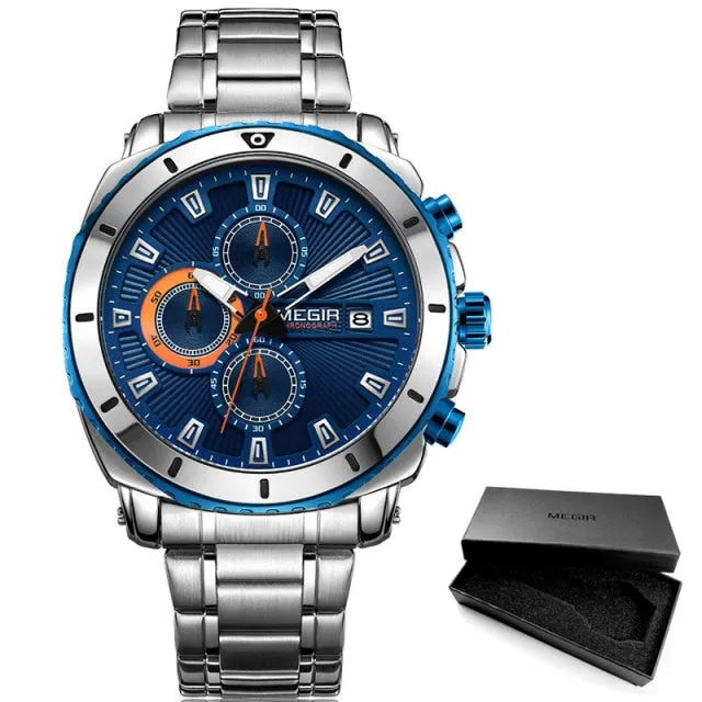 Men's Blue Dial Chronograph Quartz  Wristwatches