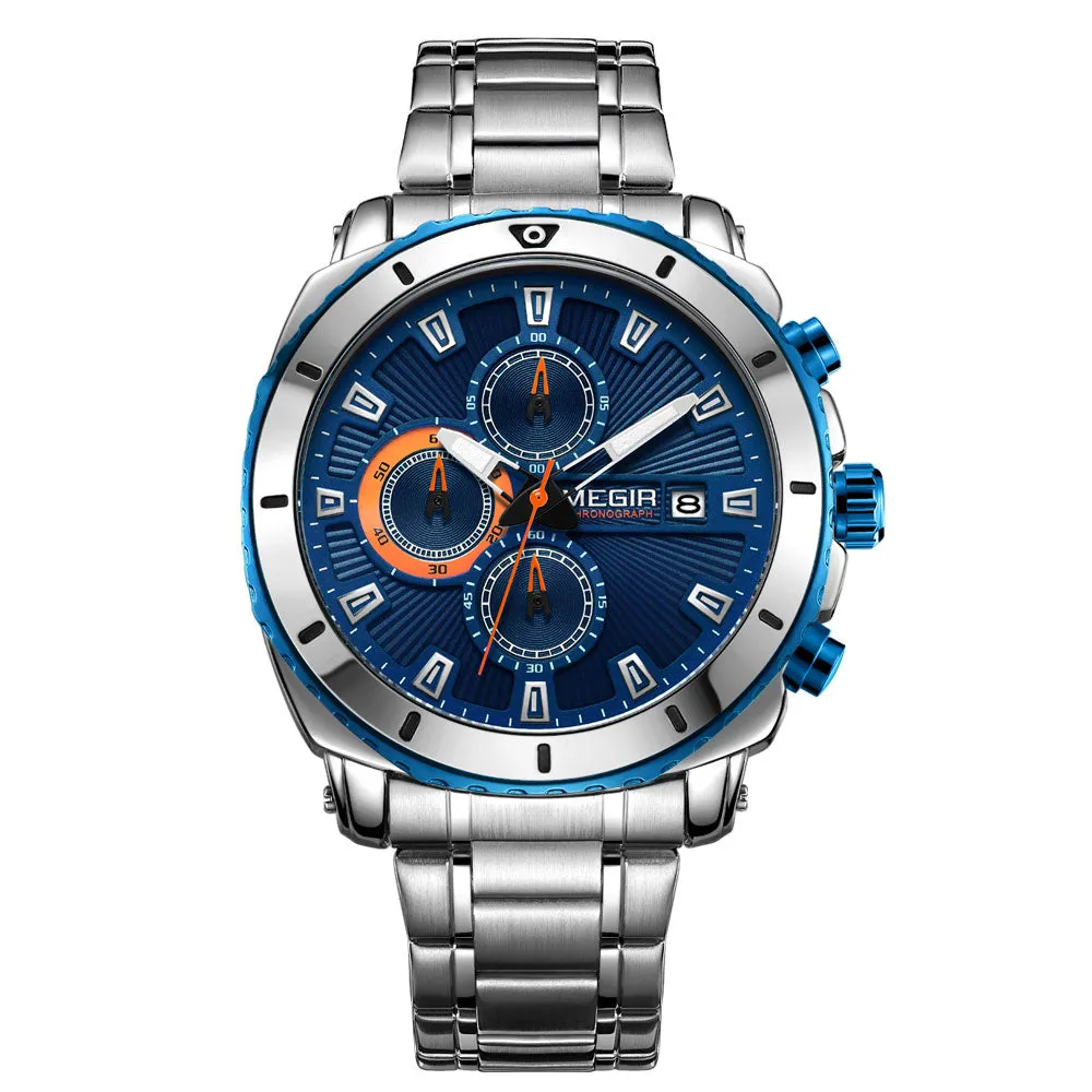 Men's Blue Dial Chronograph Quartz  Wristwatches