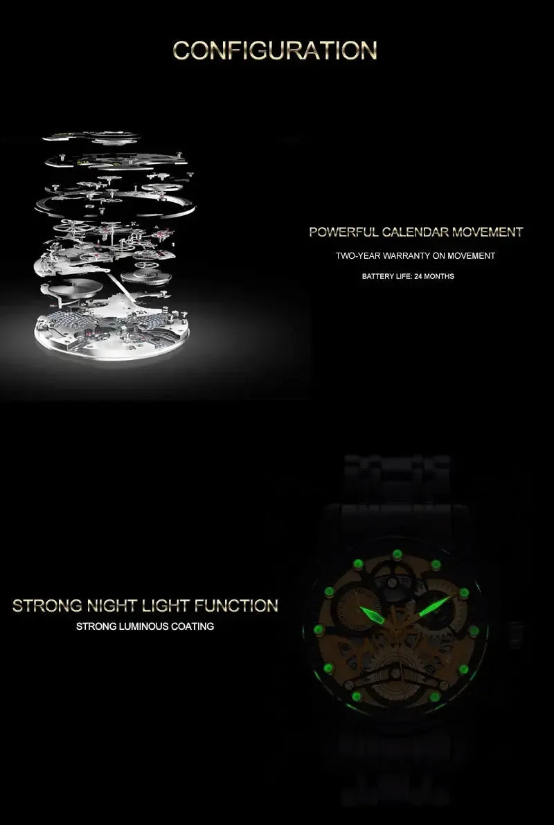 Men's Business Watch Skeleton Design Fashion Mechanical Style