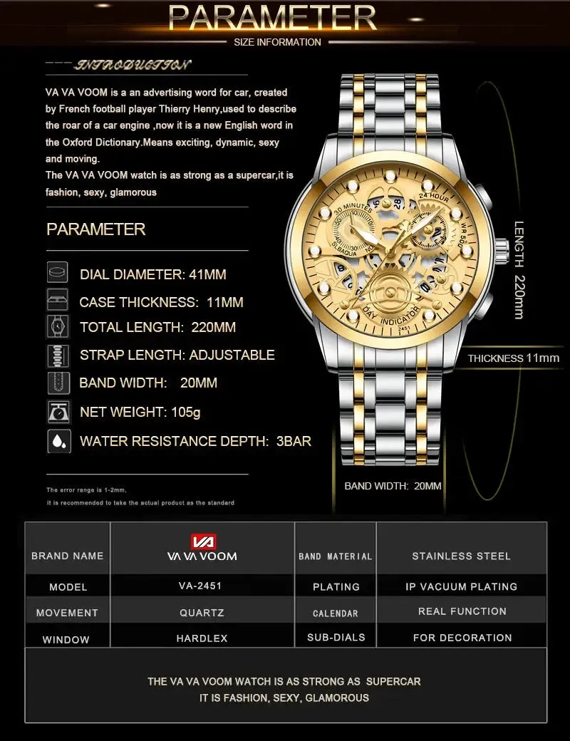 Men's Business Watch Skeleton Design Fashion Mechanical Style
