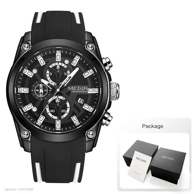 Men's Military Sport Watches Men Waterproof Fashion Blue Silicone Strap Wristwatch Man