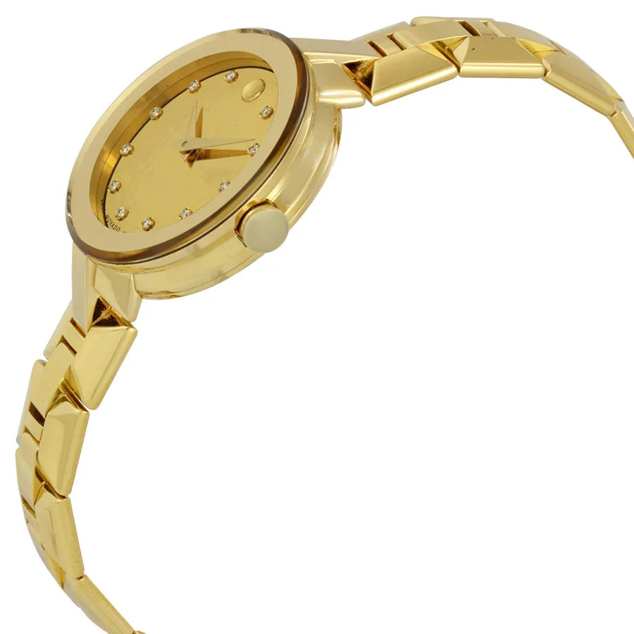 Movado Sapphire Gold Diamond Dial Ladies Watch 0606912