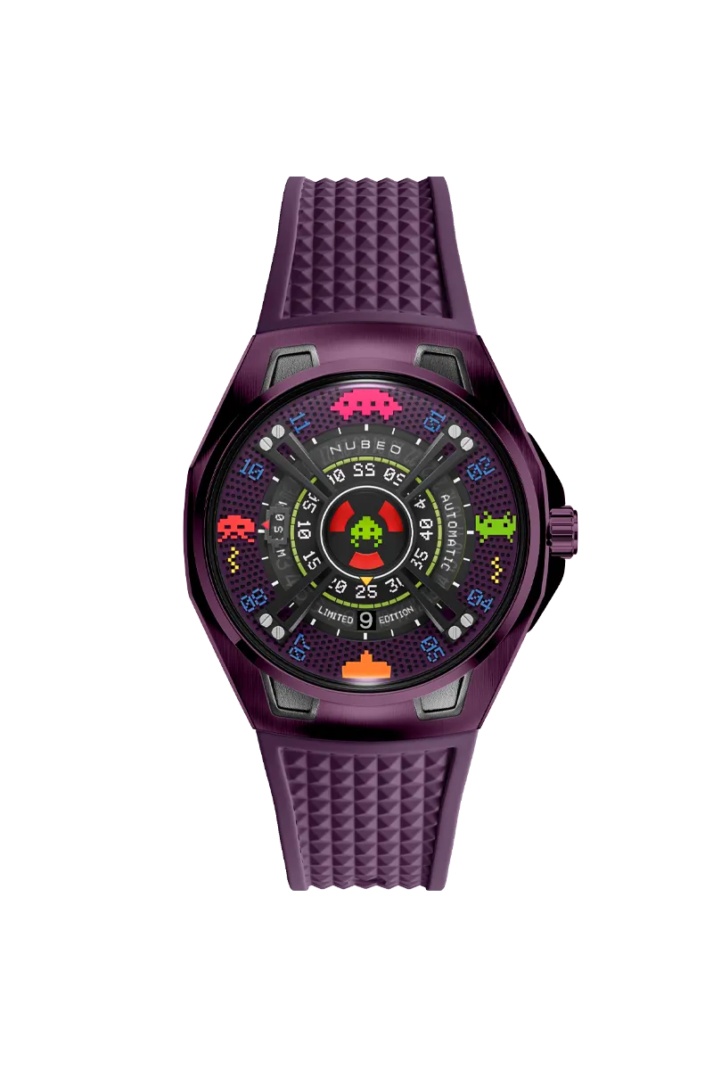 Nubeo OAO Automatic Space Invaders Limited Edition Innader Indigo Men's Watch NB-6099-SI-05