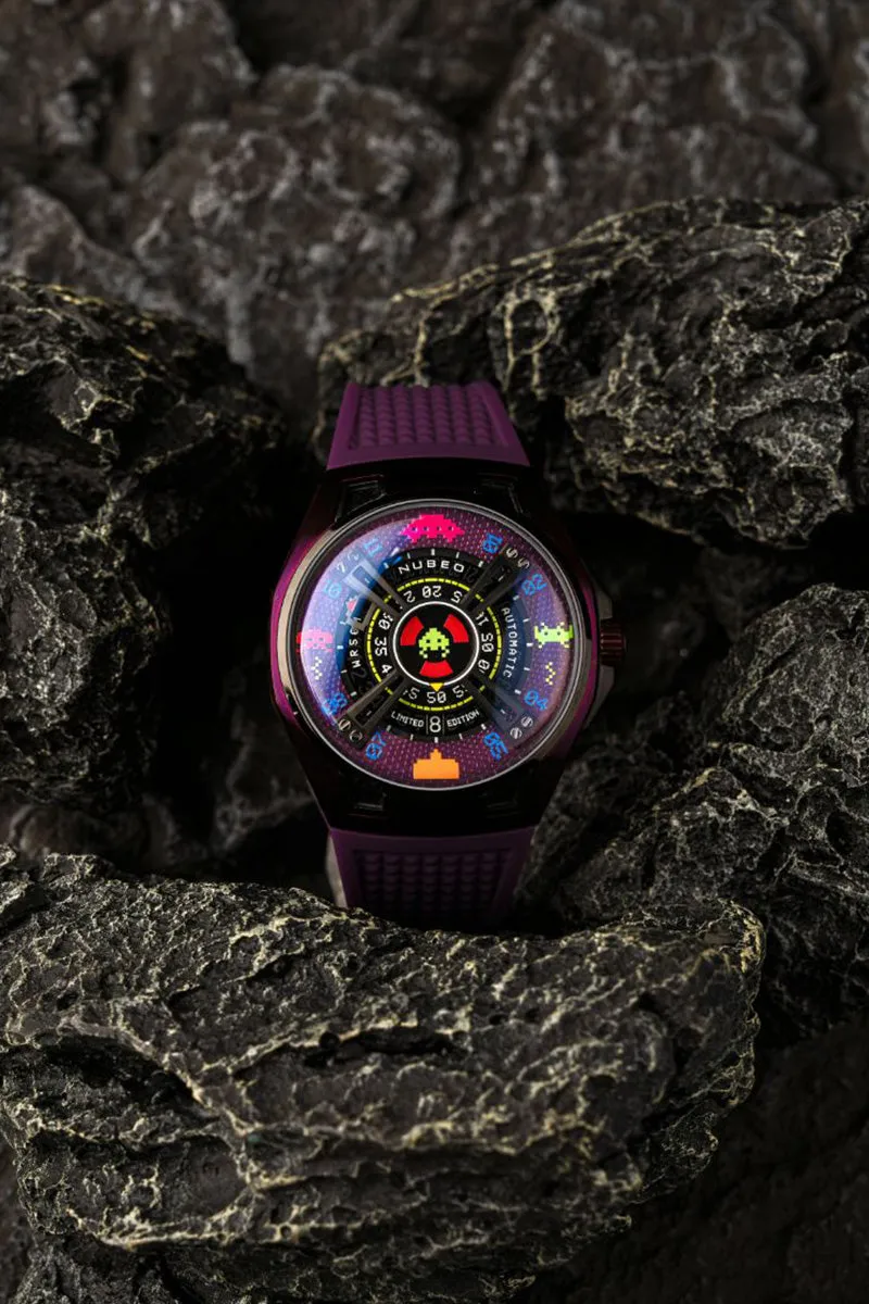 Nubeo OAO Automatic Space Invaders Limited Edition Innader Indigo Men's Watch NB-6099-SI-05