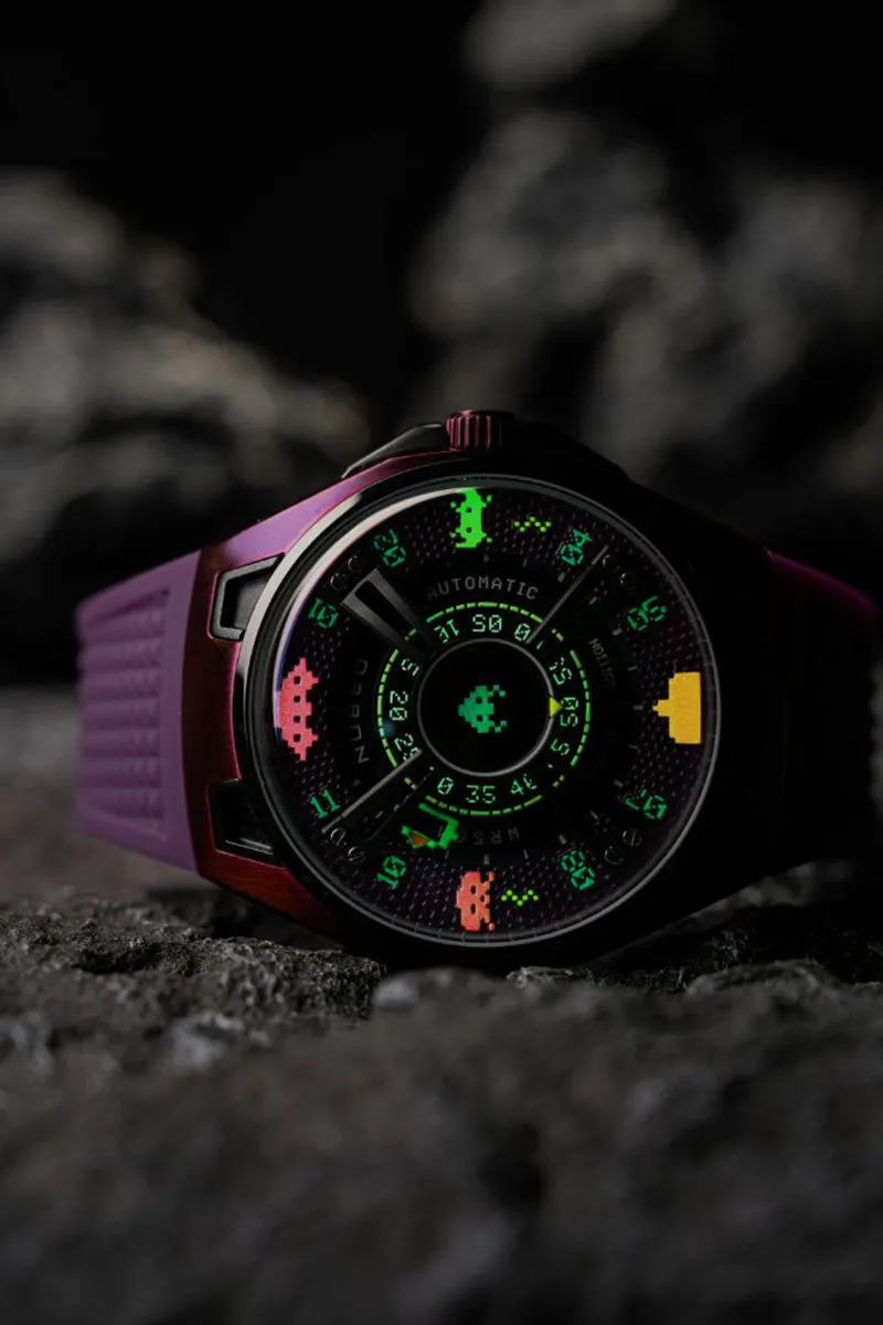 Nubeo OAO Automatic Space Invaders Limited Edition Innader Indigo Men's Watch NB-6099-SI-05