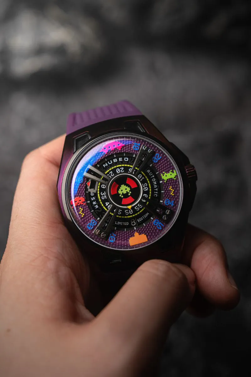 Nubeo OAO Automatic Space Invaders Limited Edition Innader Indigo Men's Watch NB-6099-SI-05