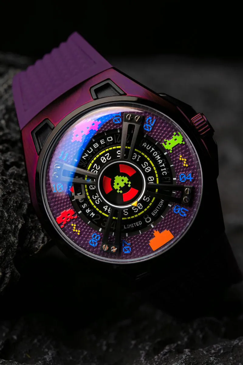 Nubeo OAO Automatic Space Invaders Limited Edition Innader Indigo Men's Watch NB-6099-SI-05