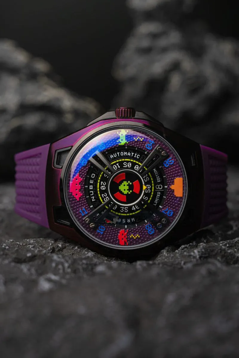 Nubeo OAO Automatic Space Invaders Limited Edition Innader Indigo Men's Watch NB-6099-SI-05