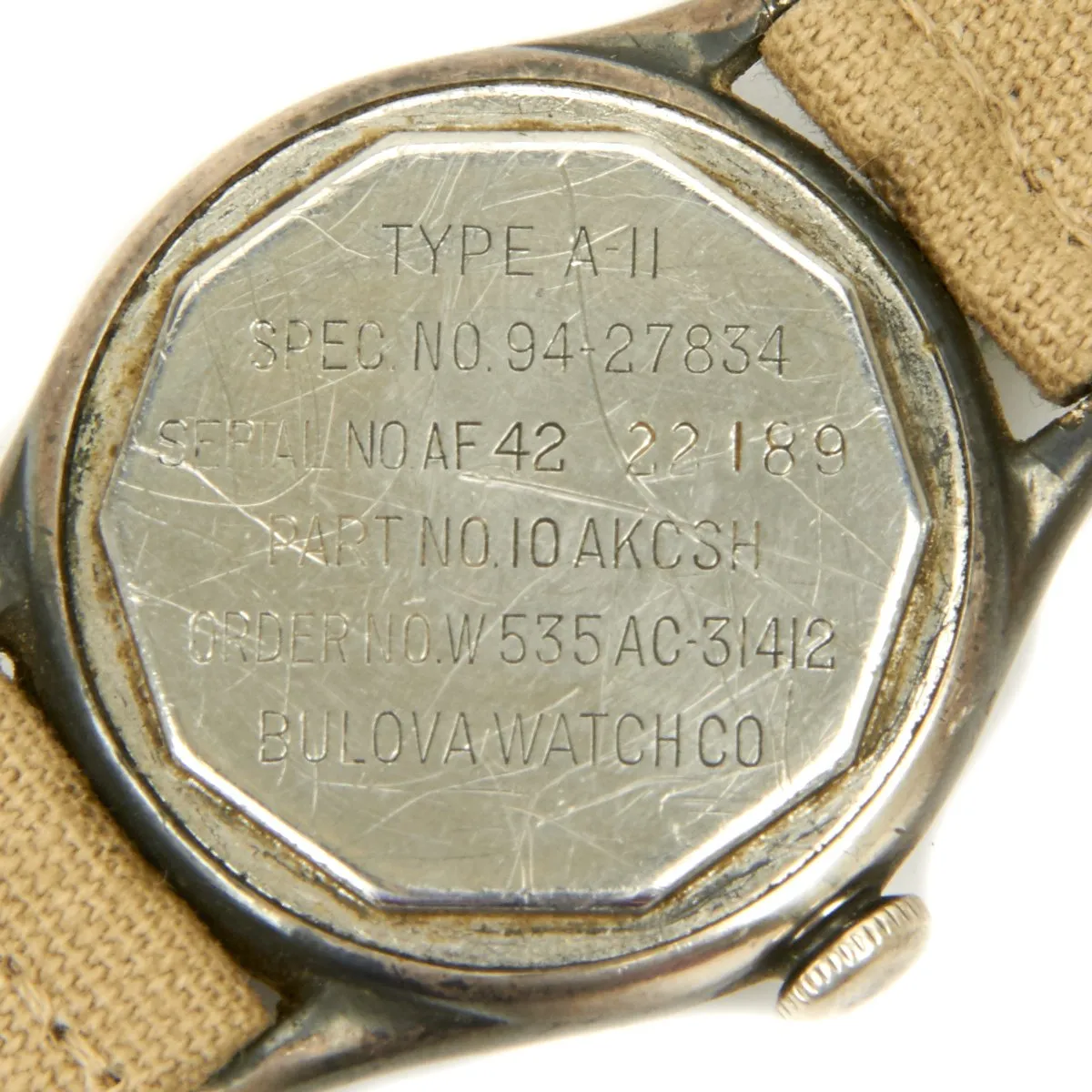 Original U.S. WWII 1942 Type A-11 USAAF Wrist Watch by Bulova - Fully Functional
