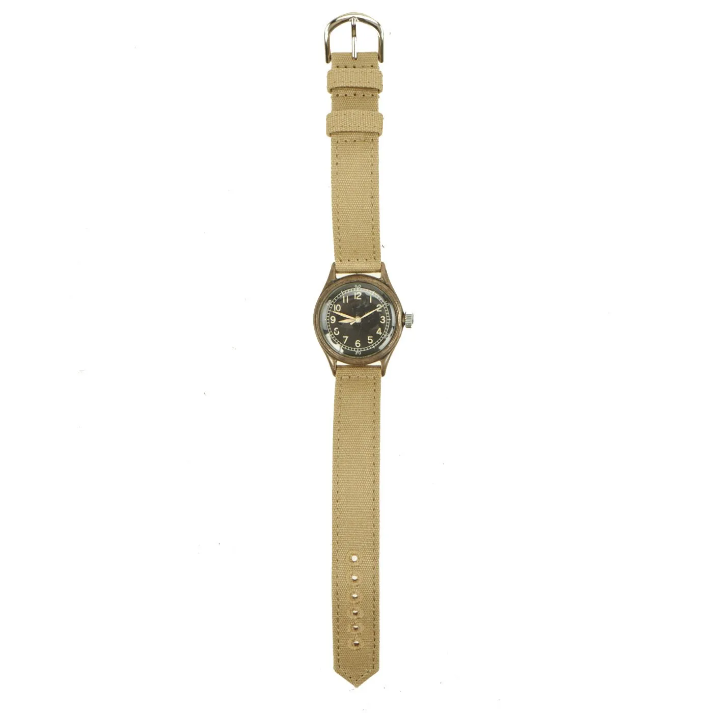 Original U.S. WWII 1943 Type A-11 USAAF Wrist Watch by Bulova with Rare Silver Case - Fully Functional