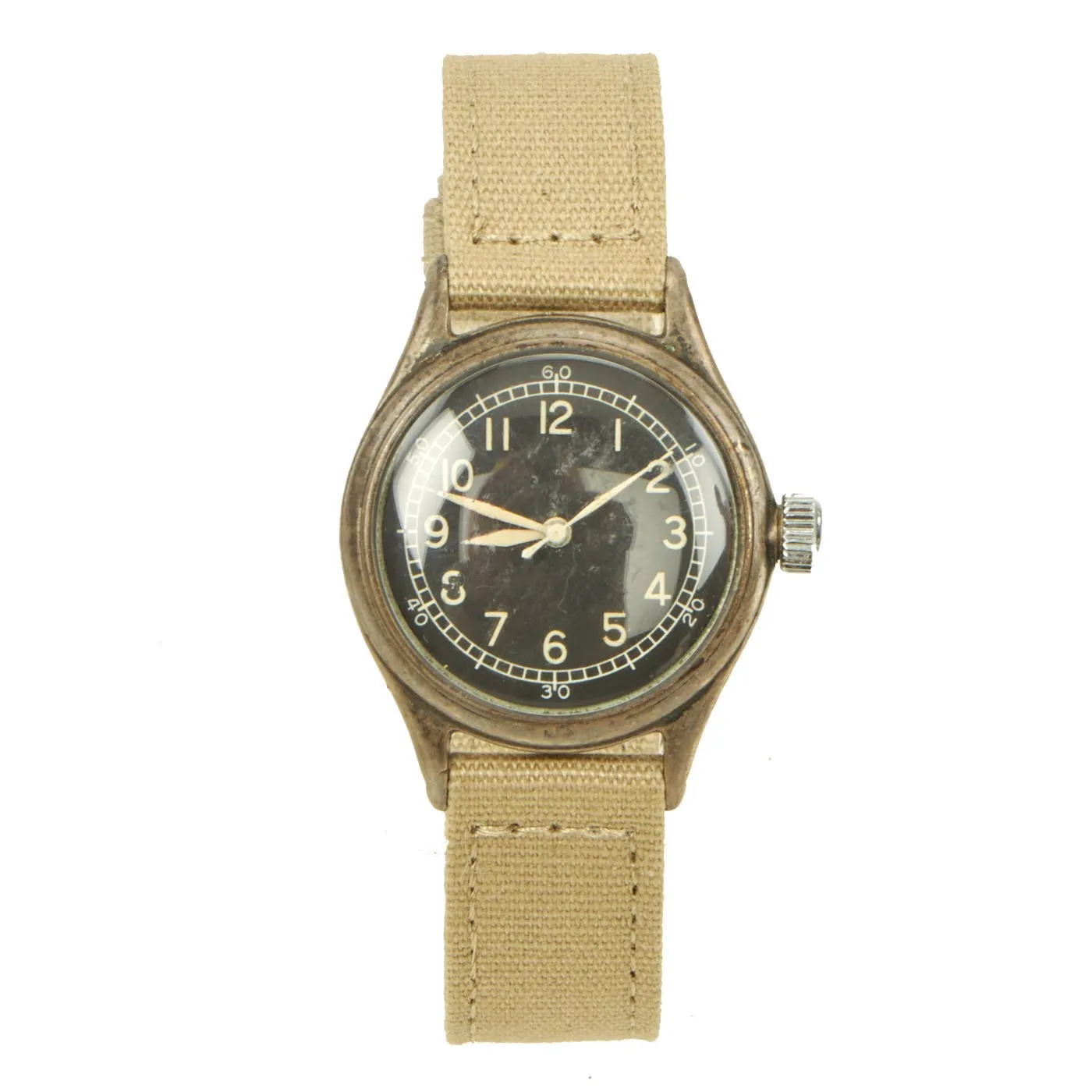 Original U.S. WWII 1943 Type A-11 USAAF Wrist Watch by Bulova with Rare Silver Case - Fully Functional