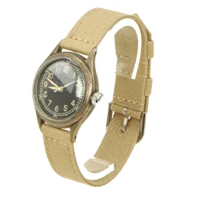 Original U.S. WWII 1943 Type A-11 USAAF Wrist Watch by Bulova with Rare Silver Case - Fully Functional