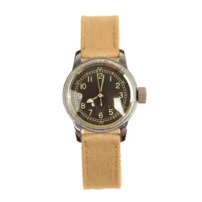 Original U.S. WWII 1944 Type A-11 USAAF Wrist Watch by Bulova with Rare Silver Case - Fully Functional